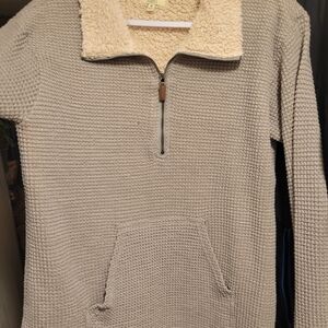 Cozy Beige Quarter-Zip Pullover